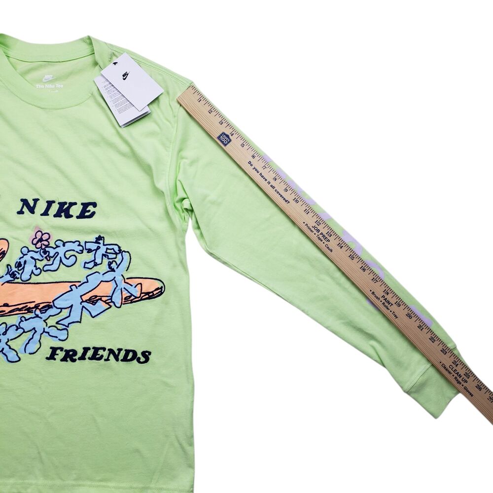 NWT Nike Tee My Nike Friends Shirt Mens Small Green Embroidered Long Sleeve - Picture 7 of 10